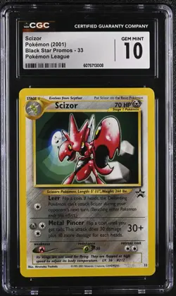 2001 POKEMON LEAGUE SCIZOR BLACK STAR PROMO 33 CGC 10 GEM MINT - Image 1