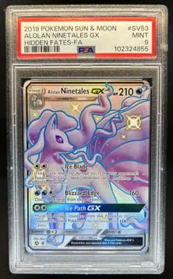 2019 Pokemon SM Hidden Fates Alolan Ninetales GX #SV53/SV94 PSA 9 - Image 1