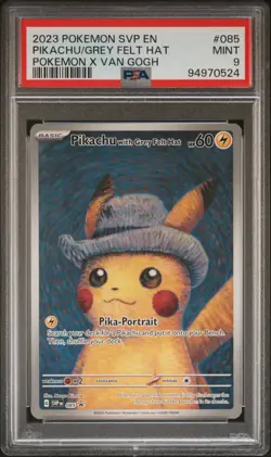 2023 POKEMON SVP EN-SV BLACK STAR PROMO #085 PIKACHU WITH GREY FELT HAT PSA 9 - Image 1