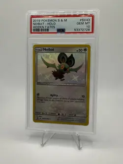 2019 Pokemon Noibat PSA 10 SM Hidden Fates SV43/SV94 Baby Shiny Holo GEM MINT - Image 1