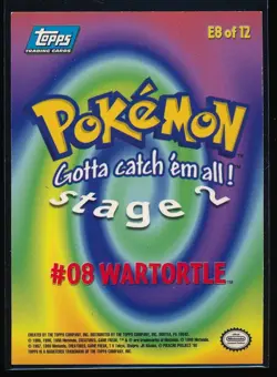 1999 Topps Pokemon Wartortle #E8 of 12 Holo Stage 2 Movie Edition Blue Logo - Image 2