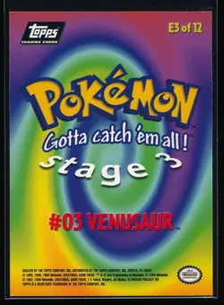 1999 Topps Pokemon Venusaur #E3 of 12 Stage 3 Movie Edition Black Topps Logo - Image 2