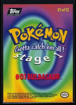 1999 Topps Pokemon Bulbasaur #E1 of 12 Stage 1 Movie Edition Black Topps Logo - Image 2