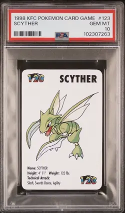 1998 KFC Kentucky Fried Chicken Pokemon Card Game Scyther #123 PSA 10 - Image 1