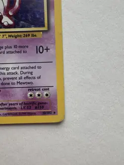 Mewtwo 10/102 Holo Rare Base Set 1999 Pokemon Card – Vintage WOTC Pokemon TCG - Image 4