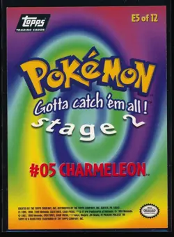 1999 Topps Pokemon Charmeleon #E5 of 12 Stage 2 Movie Edition Black Topps Logo - Image 2