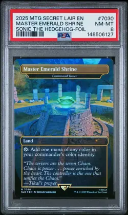 2025 MTG SECRET LAIR DROP SONIC THE HEDGEHOG-FOIL MASTER EMERALD SHRINE PSA 8 - Image 1