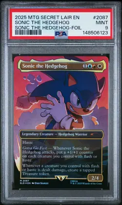 2025 MTG SECRET LAIR DROP SONIC: FRIENDS & FOES-FOIL SONIC THE HEDGEHOG PSA 9 - Image 1