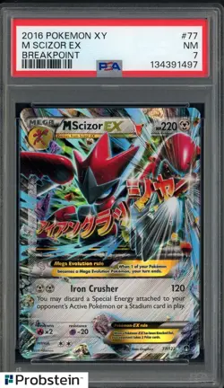 2016 Pokemon XY Breakpoint #77 M Scizor EX PSA 7 NM - Image 1