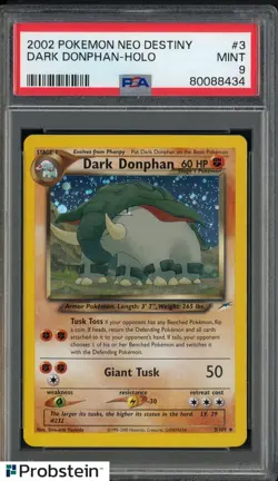 2002 Pokemon Neo Destiny #3 Dark Donphan Holo PSA 9 MINT - Image 1