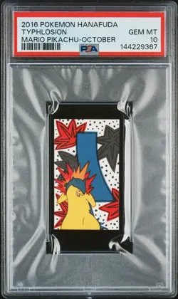 2016 POKEMON HANAFUDA MARIO PIKACHU OCTOBER TYPHLOSION PSA 10 - Image 1