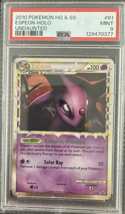 Espeon Holo #81/90 - 2010 Pokemon HG & SS Undaunted - PSA 9 - Image 1