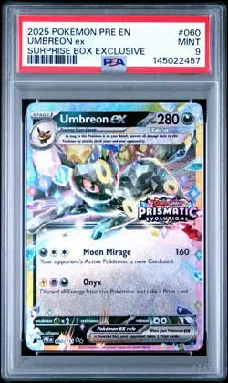 2025 Pokemon Prismatic Evolutions Umbreon Ex Surprise Box Exclusive #060 PSA 9 - Image 1