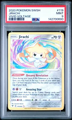 2020 POKEMON SWORD & SHIELD VIVID VOLTAGE #119 JIRACHI PSA 9 - Image 1