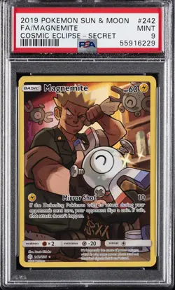 2019 POKEMON SUN & MOON COSMIC ECLIPSE SECRET #242 FULL ART/MAGNEMITE PSA 9 - Image 1