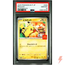 PSA 10 Pikachu 020/M-P Pokemon Card Japanese McDonald's Promo 2025 #DBM - Image 1