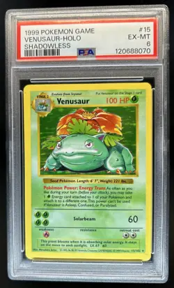 1999 Pokemon Shadowless Venusaur Holo #15/102 PSA 6 - Image 1