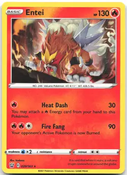 Entei 020/163 Holo Rare Battle Styles Pokemon Holo Near Mint - Image 1