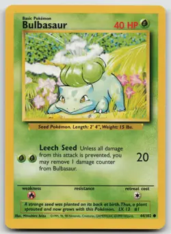 Pokemon Card Bulbasaur Common Base Set 044/102 - Image 1