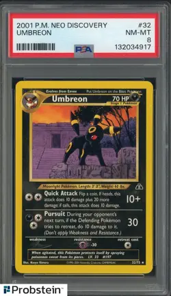 2001 Pokemon Neo Discovery #32 Umbreon PSA 8 NM-MT - Image 1