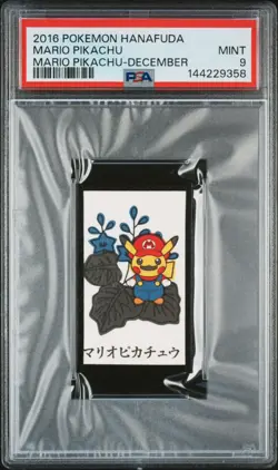 2016 POKEMON HANAFUDA MARIO PIKACHU DECEMBER MARIO PIKACHU PSA 9 - Image 1