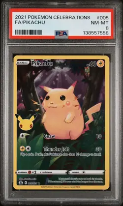 2021 Pokemon Celebrations Full Art Pikachu #005 PSA 8 NM-MT - Image 1