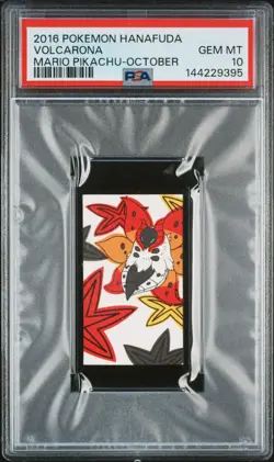 2016 POKEMON HANAFUDA MARIO PIKACHU OCTOBER VOLCARONA PSA 10 - Image 1