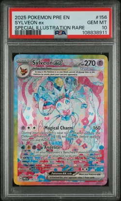 2025 POKEMON PRE EN-PRISMATIC EVOLUTIONS #156 SYLVEON EX PSA 10 - Image 1