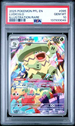 2025 POKEMON PFL EN-PHANTASMAL FLAMES ILLUSTRATION RARE #095 LUDICOLO PSA 10 - Image 1