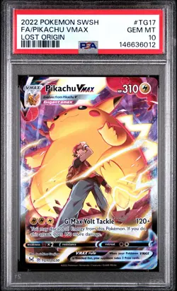 2022 POKEMON SWORD & SHIELD LOST ORIGIN #TG17 FULL ART/PIKACHU VMAX PSA 10 - Image 1