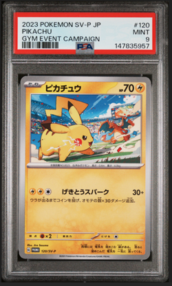 2023 POKEMON JAPANESE SV-P PROMO 120 PIKACHU GYM EVENT CAMPAIGN PSA 9 - Image 1