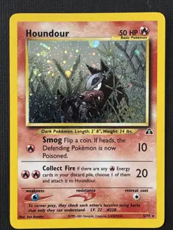 Pokemon Houndour 5/75 Neo Discovery Unlimited Holo Rare 50HP Basic English - Image 1