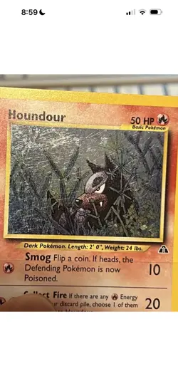 Pokemon Houndour 5/75 Neo Discovery Unlimited Holo Rare 50HP Basic English - Image 3