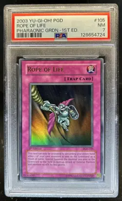 2003 Yu-Gi-Oh Pharaonic Guardian 1st Edition Rope of Life #PGD-105 PSA 7 - Image 1