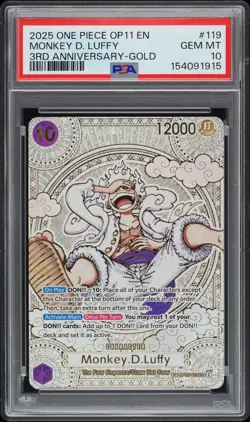 2025 ONE PIECE OP11-A FIST OF DIVINE SPEED #119 MONKEY D. LUFFY PSA 10 - Image 1