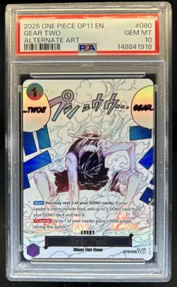 2025 One Piece Gear Two Rare Alternative Art #OP11-080 PSA 10 GEM MINT - Image 1