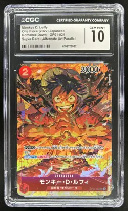 2022 One Piece Romance Dawn Monkey D. Luffy Alt Art Super Rare #OP01-024 CGC 10 - Image 1