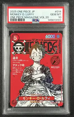 MONKEY D. LUFFY PSA 10 2025 ONE PIECE JAPANESE #ST21-014 MAGAZINE VOL. 20 GEM 01 - Image 1
