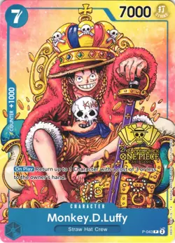 MONKEY.D.LUFFY (2ND ANNIVERSARY STAMPED PROMO) P-043 NM - Image 1