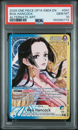 2026 ONE PIECE OP14-EB04-THE AZURE SEA'S SEVEN ALTERNATE ART BOA HANCOCK PSA 10 - Image 1