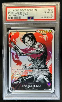 2023 One Piece Portgas.D.Ace Alternate Art Leader #OP03-001 PSA 10 GEM MINT - Image 1