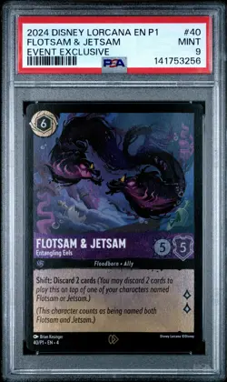 2024 DISNEY LORCANA EN P1-PROMO #40 FLOTSAM & JETSAM ENTANGLING EELS PSA 9 - Image 1