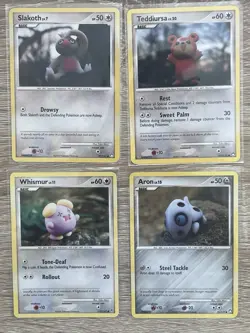 Lot Of 4 Vintage Pokemon TCG Yuka Morii Cards EX Era - Slakoth, Teddiursa, Aron - Image 1