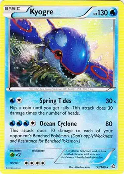 Kyogre 53/160 - Rare Pokemon XY Primal Clash Card - Image 1