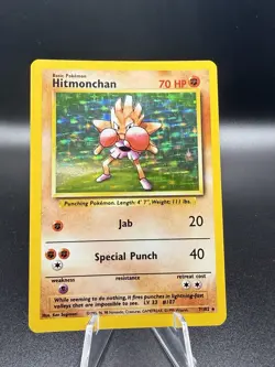 Pokemon TCG Hitmonchan Base Set Holo Rare Card 7/102 1999 70 HP Basic - Image 1