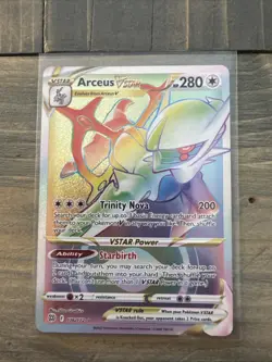 Pokemon Arceus VSTAR TCG Holo Card Brilliant Stars 176/172 Rainbow Secret Rare - Image 1
