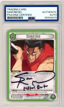 PSA Sam Riegel Signed Metal Bat Union Arena UE06BT/OPM-1-43 Trading Card Game - Image 1