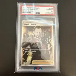 PSA 10 GEM MINT Boss's Orders 189/192 Full Art 2020 Rebel Clash Pokemon Card - Image 1