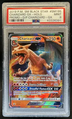 2019 Pokemon SM Black Star Promos Charizard Full Art Holo #SM195 PSA 9 - Image 1