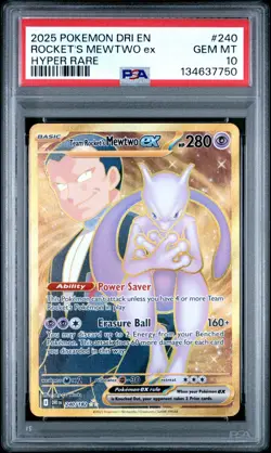 2025 Pokemon Destined Rivals Rocket's Mewtwo EX Hyper Rare #240 PSA 10 GEM MINT - Image 1